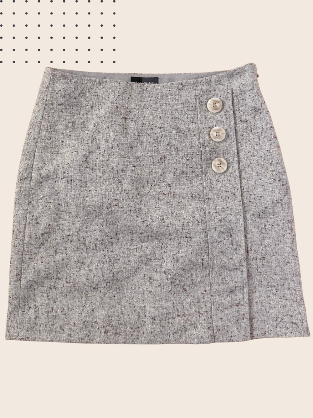 The Limited NWT Neutral Grey Wool Blend Button detail Mini Skirt Size 0